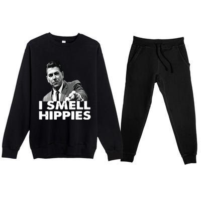 Reagan Ronald Conservative Funny Smell Hippies Merica Premium Crewneck Sweatsuit Set