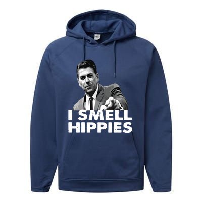 Reagan Ronald Conservative Funny Smell Hippies Merica Performance Fleece Hoodie