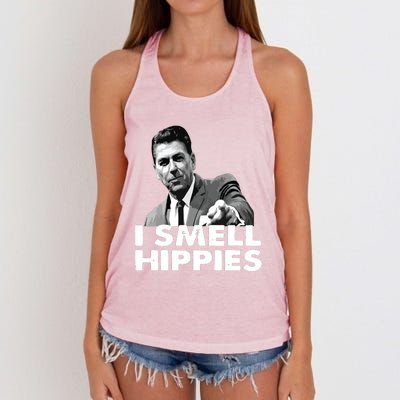 Reagan Ronald Conservative Funny Smell Hippies Merica Women's Knotted Racerback Tank