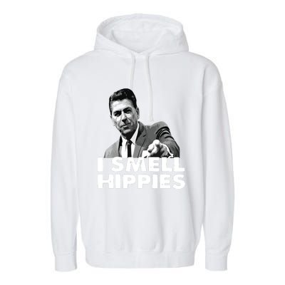 Reagan Ronald Conservative Funny Smell Hippies Merica Garment-Dyed Fleece Hoodie