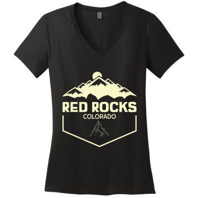 Red Rocks Colorado Beautiful Rocky Mountains Women's V-Neck T-Shirt
