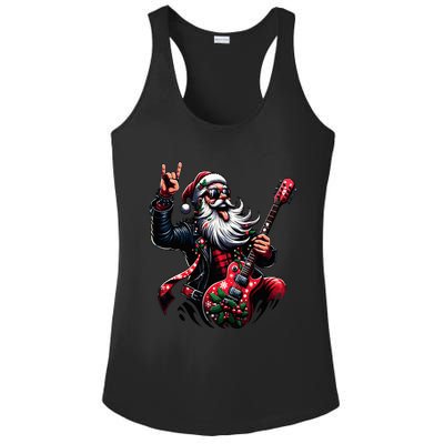 Rock & Roll Christmas Santa Claus Guitar Player Ladies PosiCharge Competitor Racerback Tank