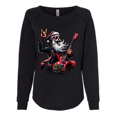 Rock & Roll Christmas Santa Claus Guitar Player Womens California Wash Sweatshirt