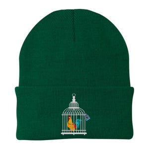 Red Rooster Cock Male Chastity Chicken In Cage Knit Cap Winter Beanie