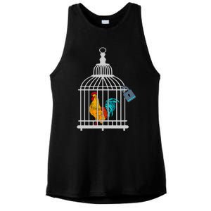 Red Rooster Cock Male Chastity Chicken In Cage Ladies PosiCharge Tri-Blend Wicking Tank