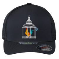 Red Rooster Cock Male Chastity Chicken In Cage Flexfit Unipanel Trucker Cap