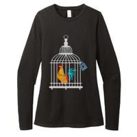 Red Rooster Cock Male Chastity Chicken In Cage Womens CVC Long Sleeve Shirt