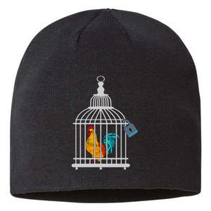 Red Rooster Cock Male Chastity Chicken In Cage Sustainable Beanie