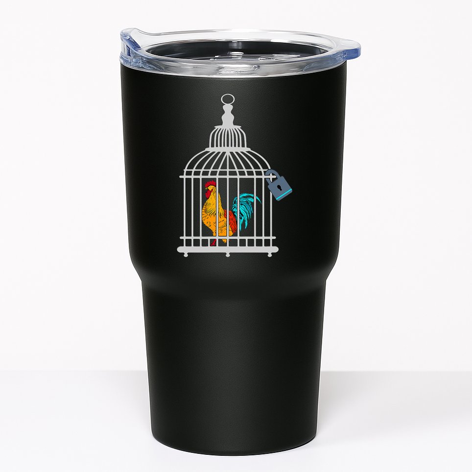 Red Rooster Cock Male Chastity Chicken In Cage Tumbler