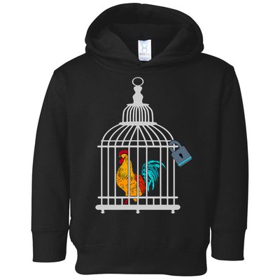 Red Rooster Cock Male Chastity Chicken In Cage Toddler Hoodie