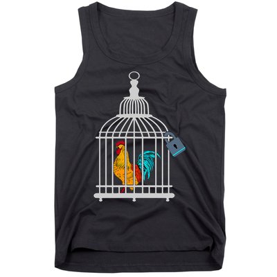 Red Rooster Cock Male Chastity Chicken In Cage Tank Top