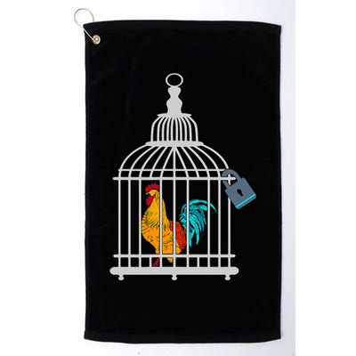 Red Rooster Cock Male Chastity Chicken In Cage Golf Towel
