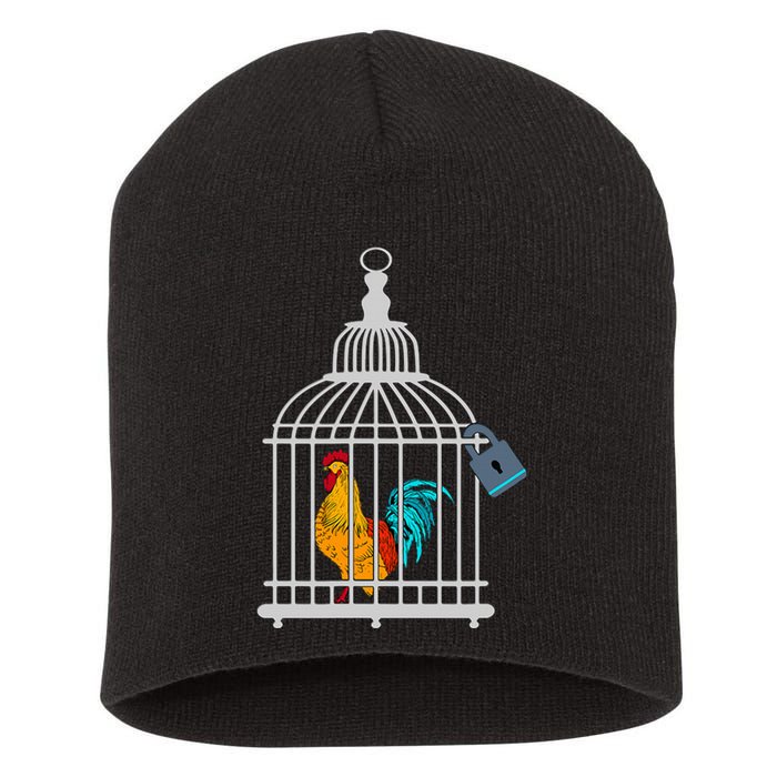 Red Rooster Cock Male Chastity Chicken In Cage Short Acrylic Beanie