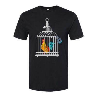 Red Rooster Cock Male Chastity Chicken In Cage Softstyle® CVC T-Shirt