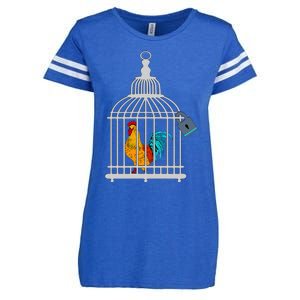 Red Rooster Cock Male Chastity Chicken In Cage Enza Ladies Jersey Football T-Shirt