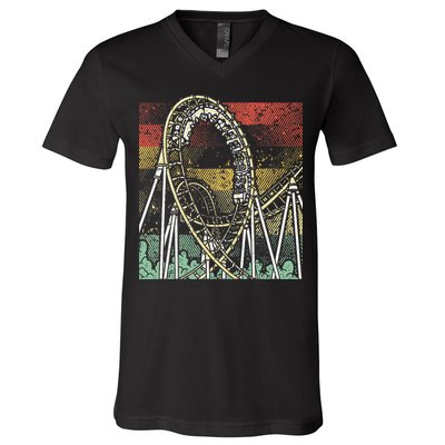 Retro Roller Coaster V-Neck T-Shirt
