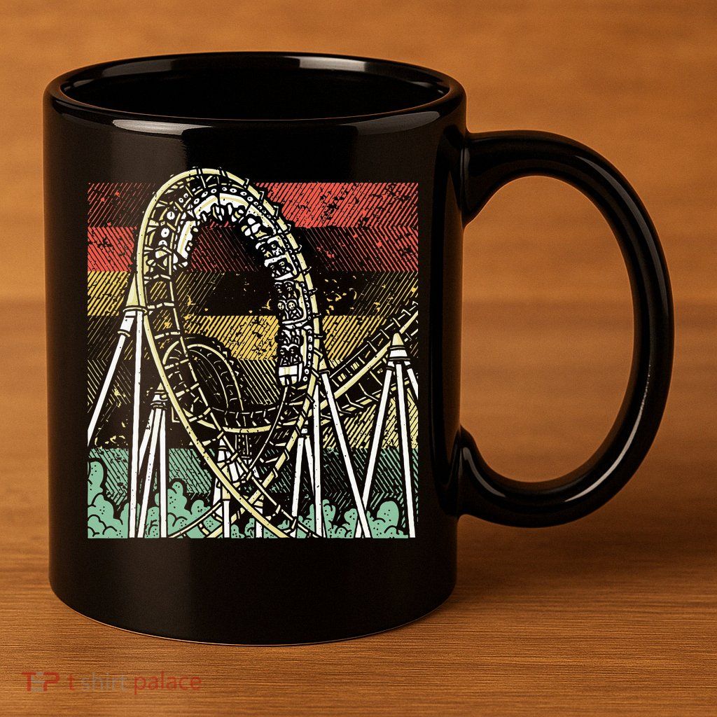 Retro Roller Coaster 11oz C Handle Ceramic Mug