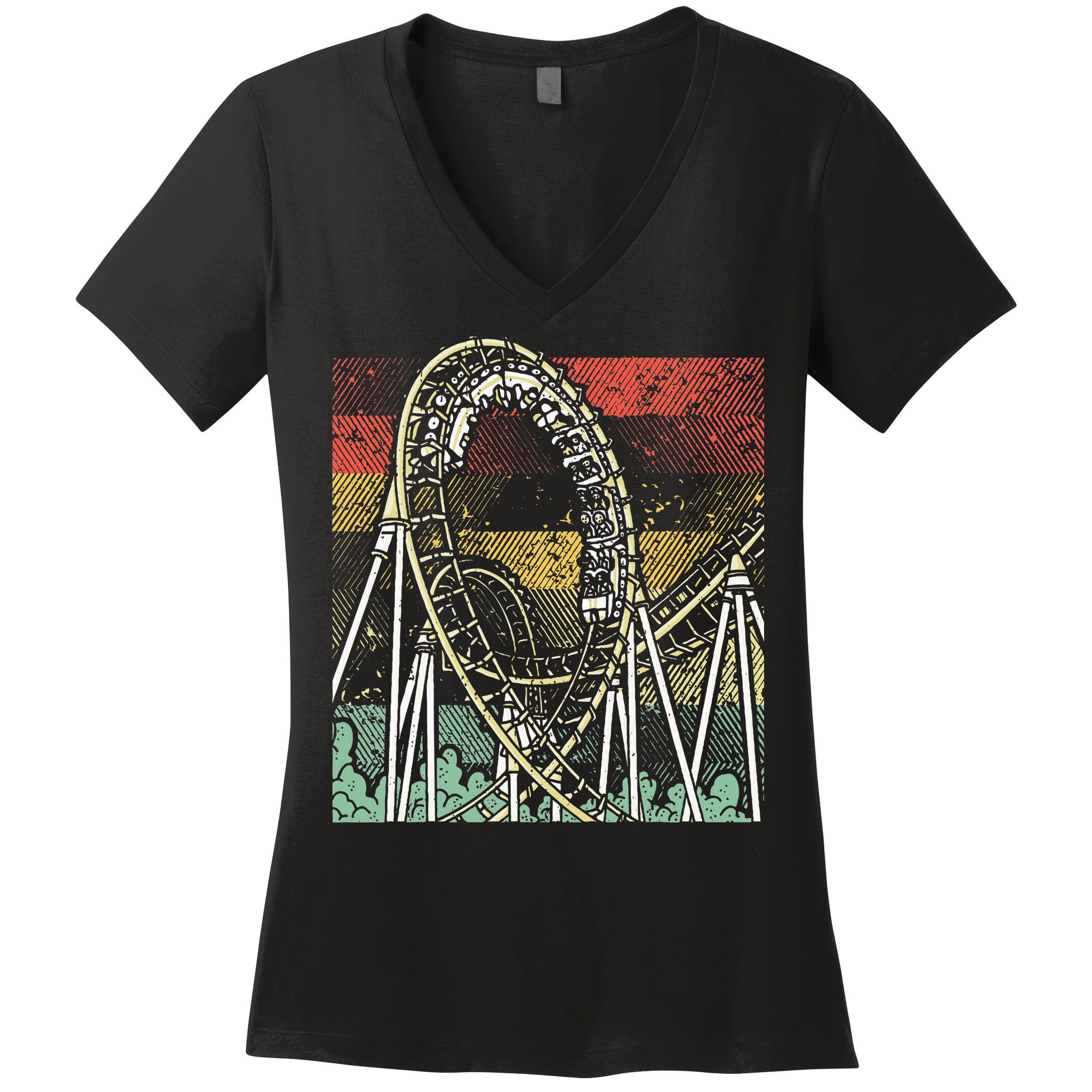 Retro Roller Coaster Women's V-Neck T-Shirt
