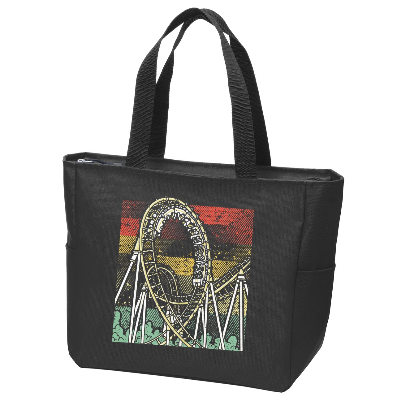 Retro Roller Coaster Zip Tote Bag