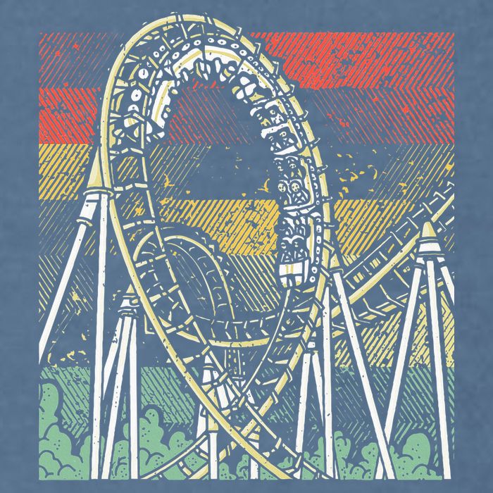 Retro Roller Coaster Garment-Dyed Sweatshirt