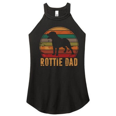 Retro Rottweiler Dad Gift Rott Dog Owner Pet Rottie Father Women’s Perfect Tri Rocker Tank