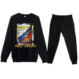 Redfish Red Drum Salty Dad Gift Saltwater Fishing Ocean Fish Premium Crewneck Sweatsuit Set