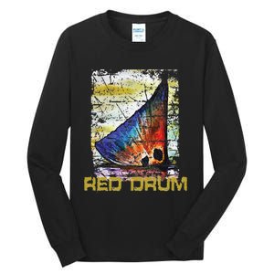 Redfish Red Drum Salty Dad Gift Saltwater Fishing Ocean Fish Tall Long Sleeve T-Shirt