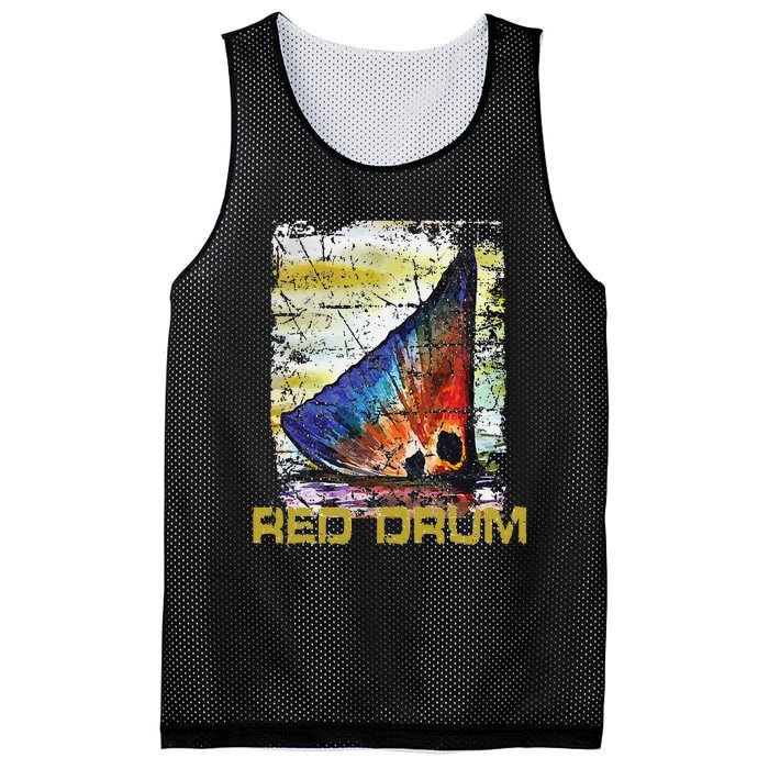 Redfish Red Drum Salty Dad Gift Saltwater Fishing Ocean Fish Mesh Reversible Basketball Jersey Tank