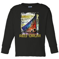 Redfish Red Drum Salty Dad Gift Saltwater Fishing Ocean Fish Toddler Long Sleeve Shirt