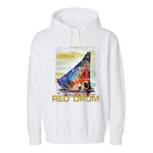 Redfish Red Drum Salty Dad Gift Saltwater Fishing Ocean Fish Garment-Dyed Fleece Hoodie