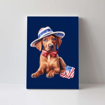 Rhodesian Ridgeback Dog Puppy USA Flag American Dogs 4th Of July Canvas