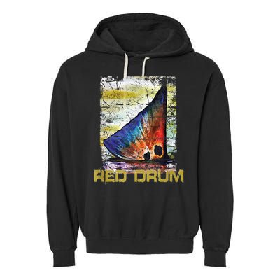 Redfish Red Drum Salty Dad Saltwater Fishing Ocean Fish Garment-Dyed Fleece Hoodie