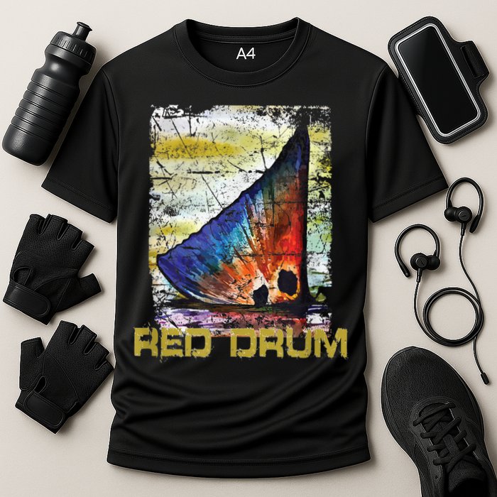 Redfish Red Drum Salty Dad Saltwater Fishing Ocean Fish Cooling Performance Crew T-Shirt