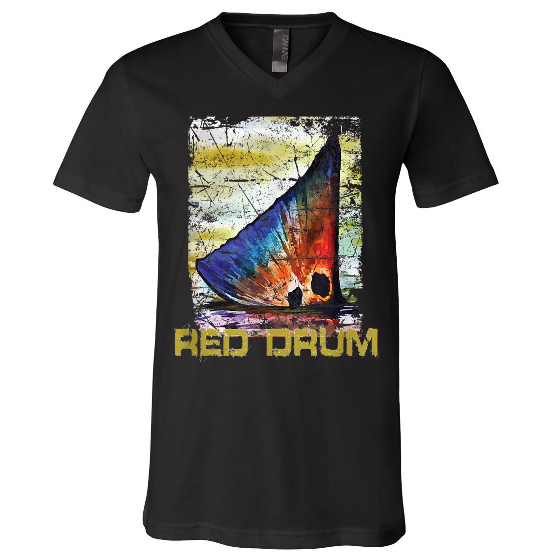 Redfish Red Drum Salty Dad Saltwater Fishing Ocean Fish V-Neck T-Shirt