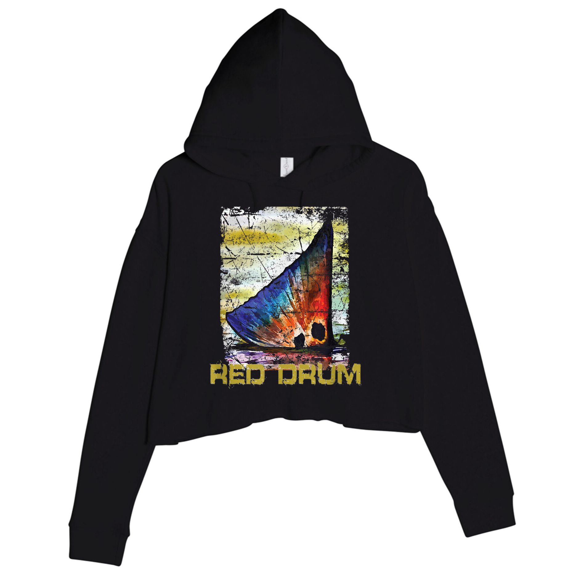 Redfish Red Drum Salty Dad Saltwater Fishing Ocean Fish Crop Fleece Hoodie