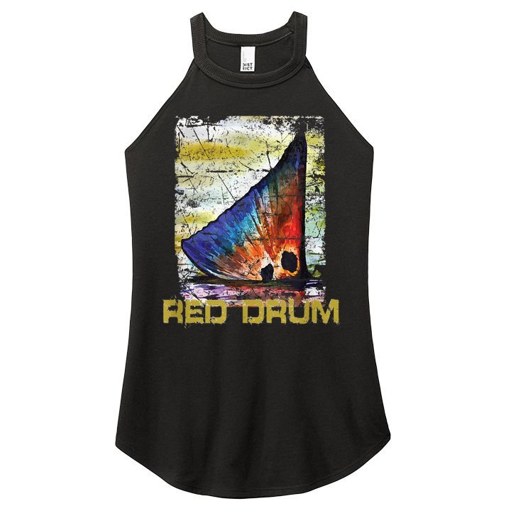 Redfish Red Drum Salty Dad Saltwater Fishing Ocean Fish Women's Perfect Tri Rocker Tank