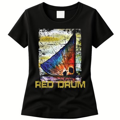 Redfish Red Drum Salty Dad Saltwater Fishing Ocean Fish Womens T-Shirt