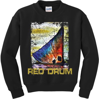 Redfish Red Drum Salty Dad Saltwater Fishing Ocean Fish Kids Sweatshirt