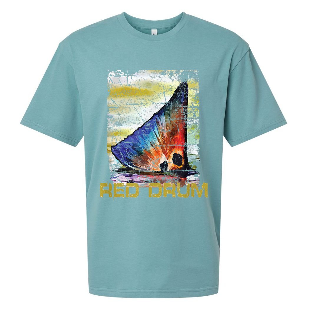 Redfish Red Drum Salty Dad Saltwater Fishing Ocean Fish Sueded Cloud Jersey T-Shirt