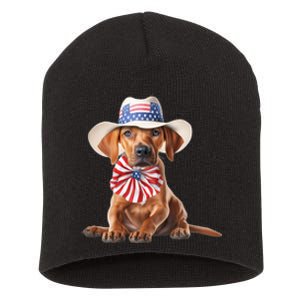 Rhodesian Ridgeback Dog Puppy USA Flag Cute American Dogs Short Acrylic Beanie