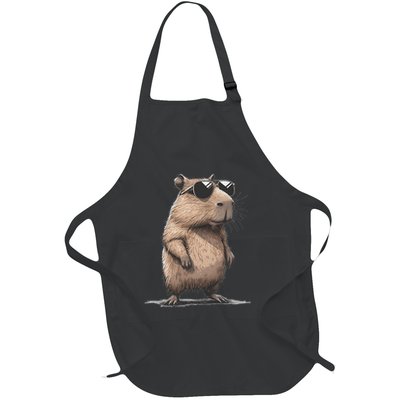 Retro Rodent Dont Be Worry Be Capy Funny Capybara Lover  Full-Length Apron With Pockets