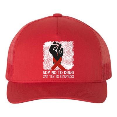 Red Ribbon Drug Awareness, Say No To Dugs We Wear Red Ribbon Week Awareness Yupoong Adult 5-Panel Trucker Hat