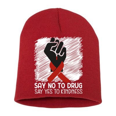 Red Ribbon Drug Awareness, Say No To Dugs We Wear Red Ribbon Week Awareness Short Acrylic Beanie