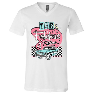 Retro Rockabilly Dance Party V-Neck T-Shirt