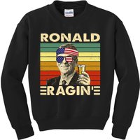 Ronald Ragin Drinking President Vintage Retro American Flag Kids Sweatshirt