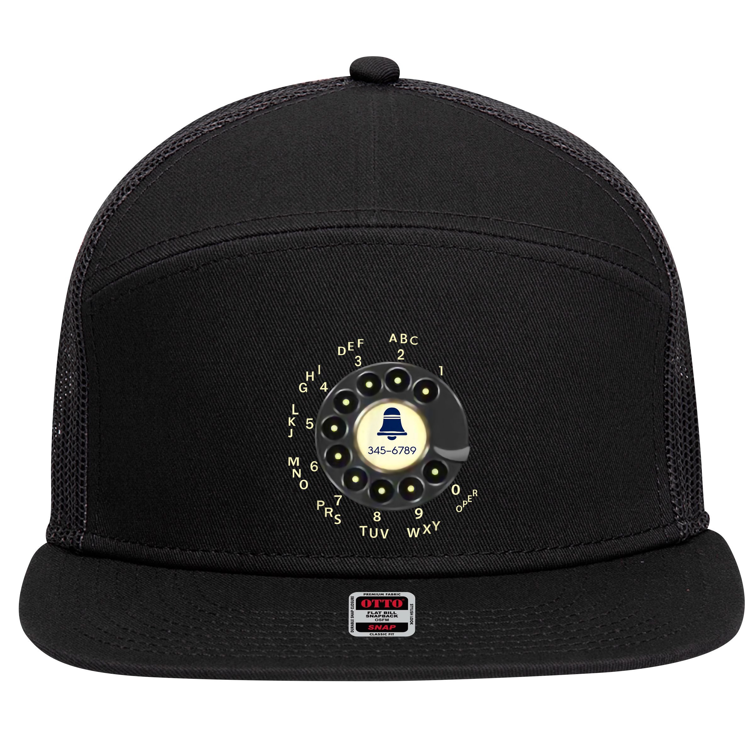 Retro Rotary Dial Phone 7 Panel Mesh Trucker Snapback Hat
