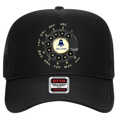 Retro Rotary Dial Phone High Crown Mesh Back Trucker Hat