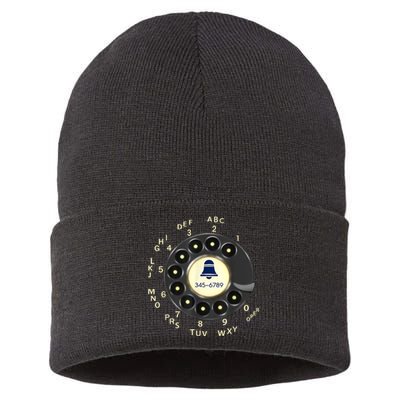 Retro Rotary Dial Phone Sustainable Knit Beanie