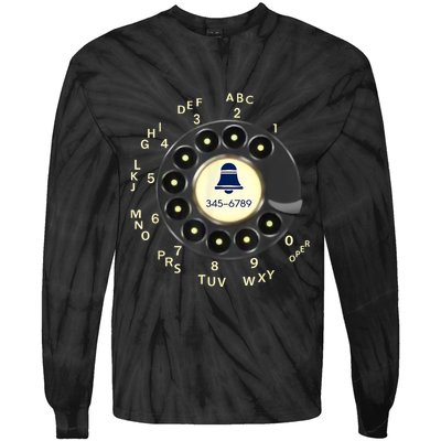 Retro Rotary Dial Phone Tie-Dye Long Sleeve Shirt