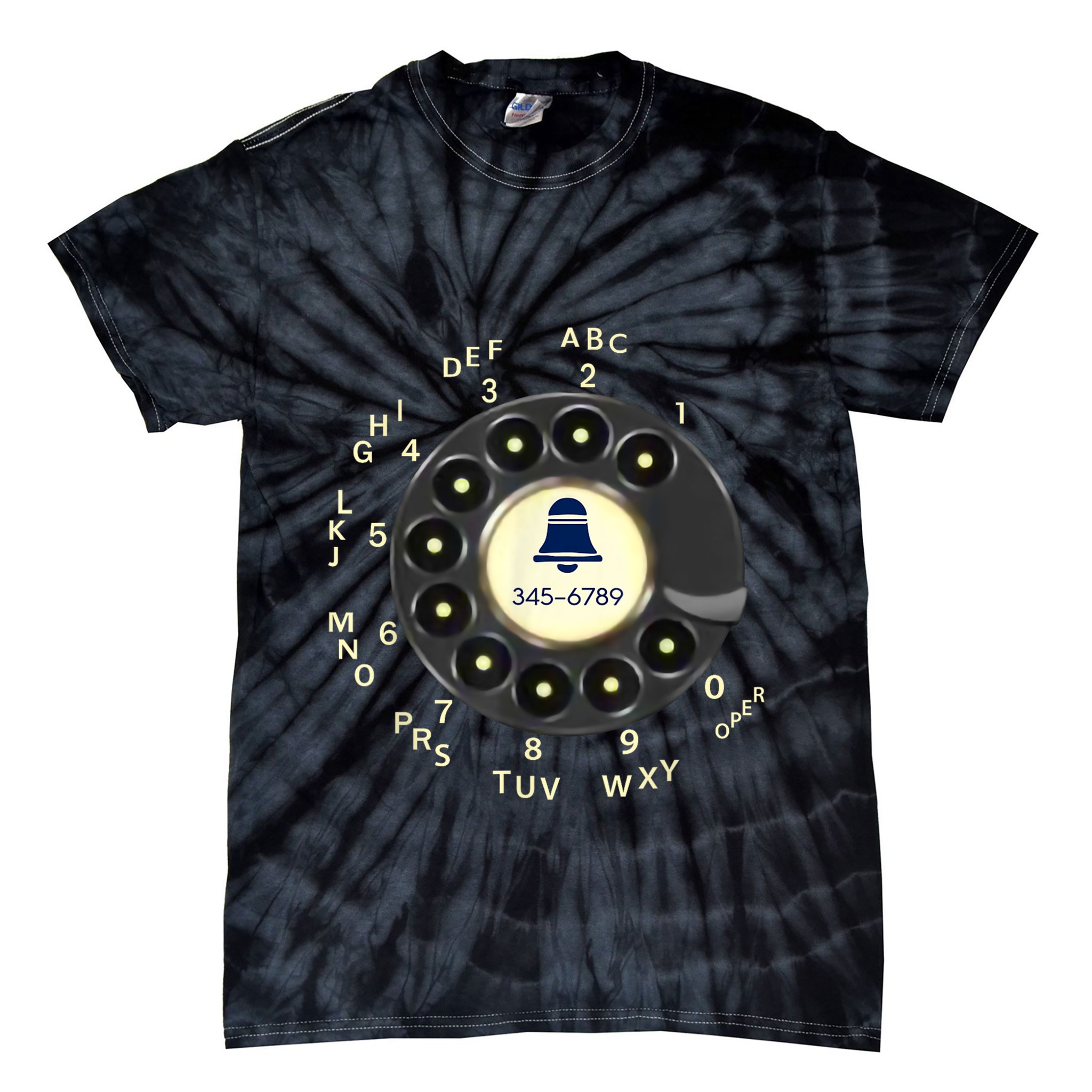 Retro Rotary Dial Phone Tie-Dye T-Shirt